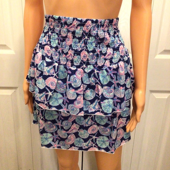 Simply Southern Shell-Bee Tiered Smocked Seashell Print Skirt - Picture 3 of 6